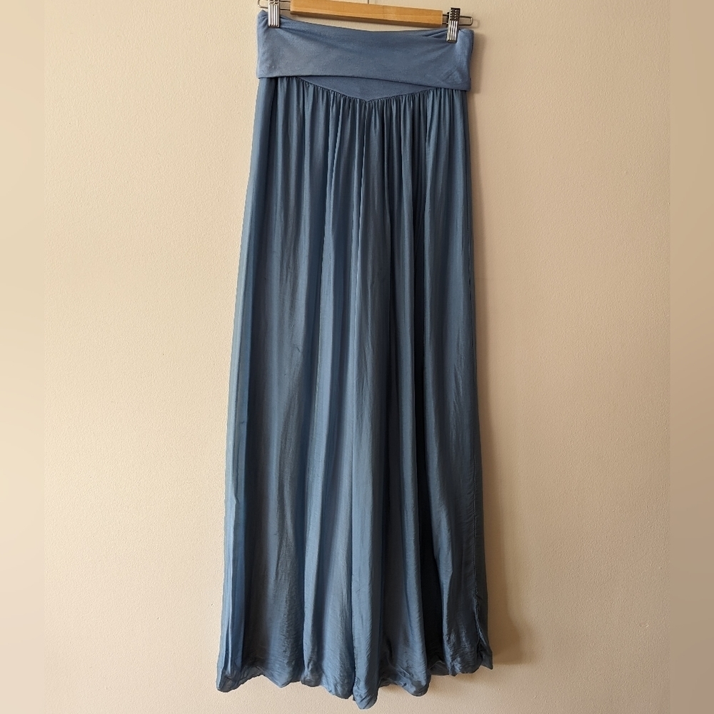 Women’s Blue Fold-Over Waist Maxi Skirt / Jumpsuit Bottom